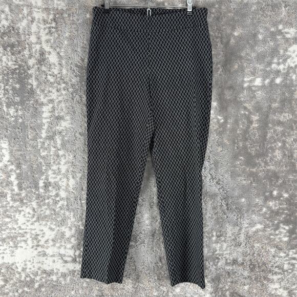 Counterparts Size 16 Geometric Diamond Stretch Pants Black White Career Trousers - Picture 1 of 12